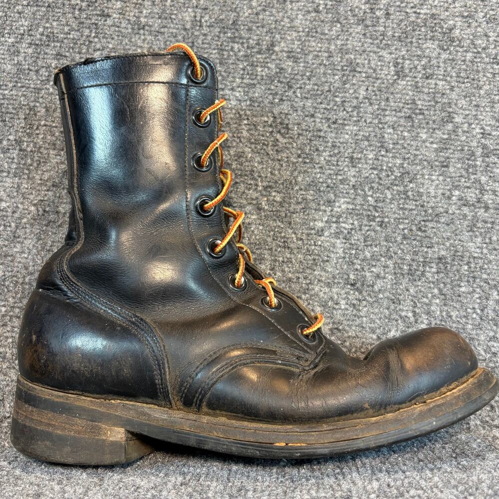 Vintage 60s Military Combat Black Leather Army Work Boots Lace Up Goodyear Men 7